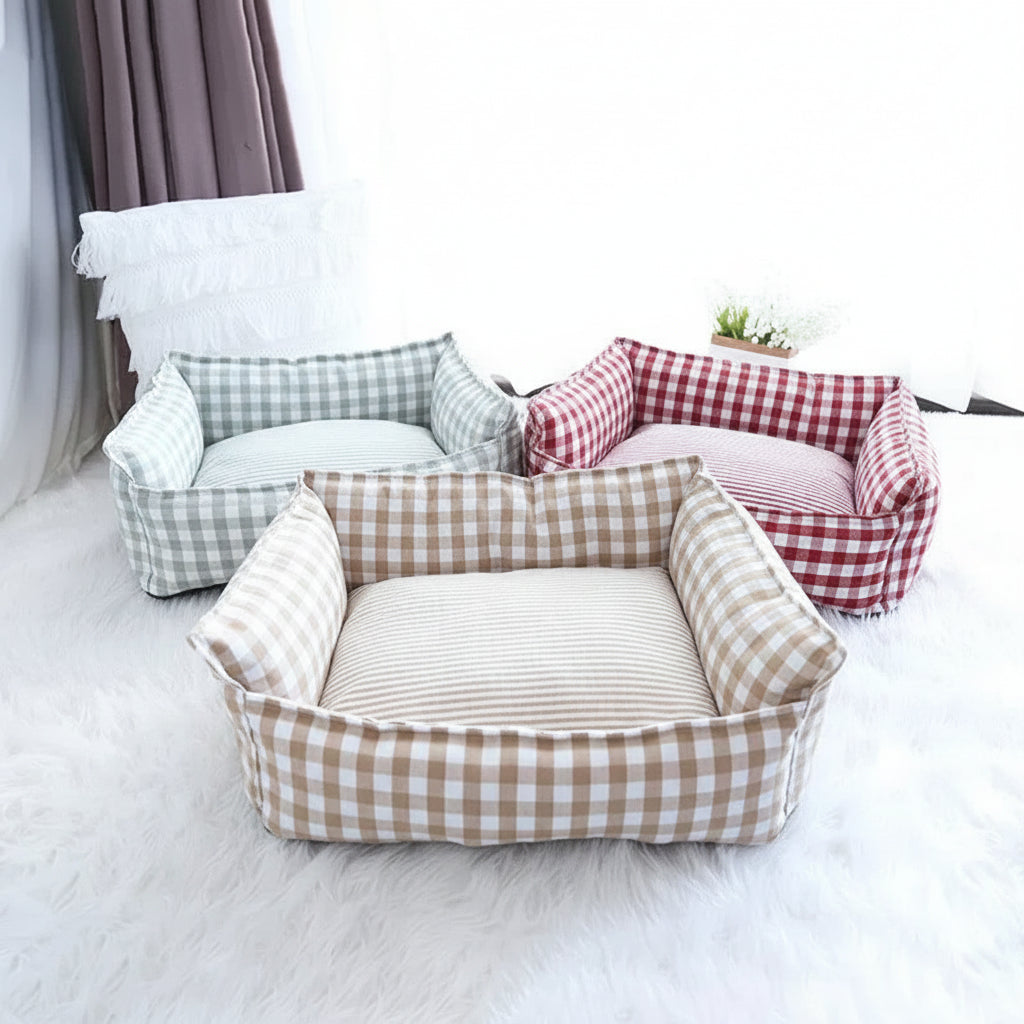 Willow & Wags™ Luxe Hondensofa met Ruitpatroon