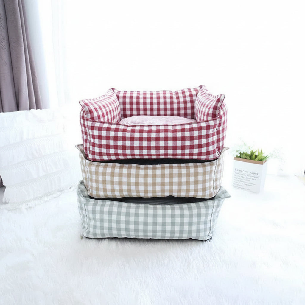 Willow & Wags™ Luxe Hondensofa met Ruitpatroon