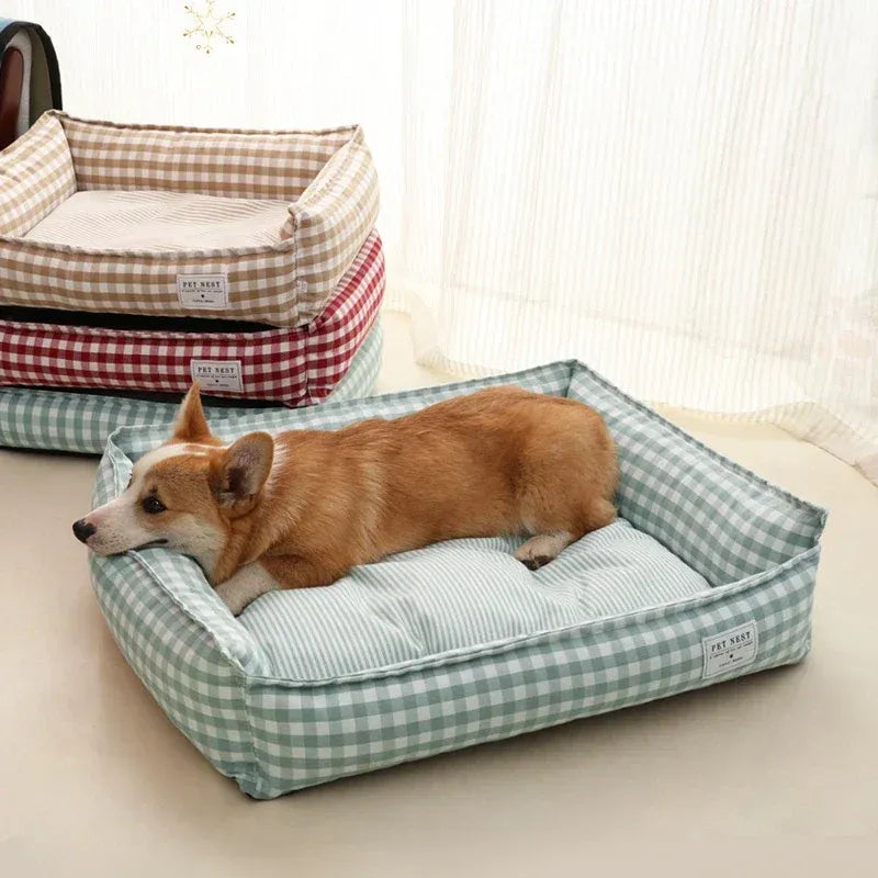 Willow & Wags™ Luxe Hondensofa met Ruitpatroon