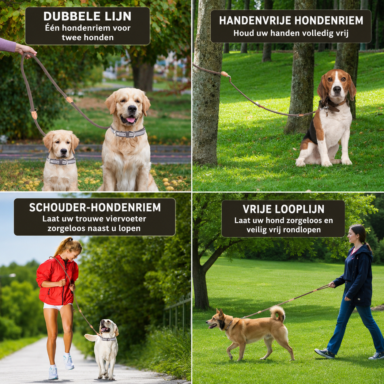 Willow & Wags™ Dubbele Hondenriem - Willow & Wags